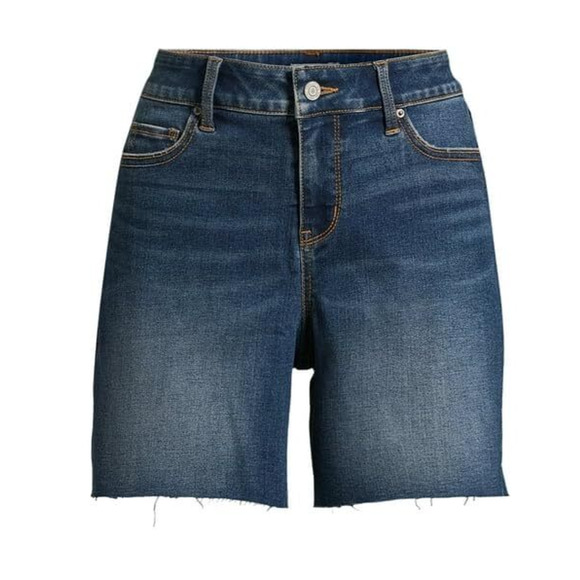 Time and Tru Womens Mid Rise Raw Hem Shorts Medium Wash Size 20 - Picture 5 of 7
